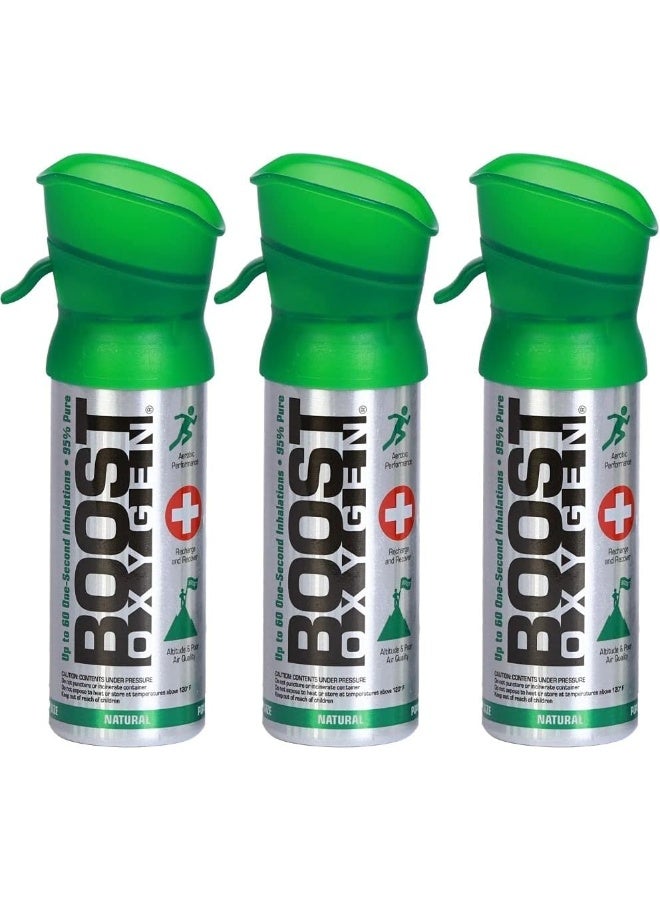 Boost Oxygen All New 3 Liter Supplemental Oxygen to Go | All-Natural Respiratory Support for Health, Wellness, Performance, Recovery and Altitude (Natural, 3 Pack) - Image 1